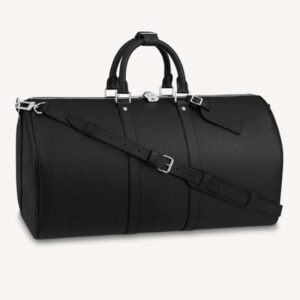 Louis Vuitton LV Unisex Keepall Bandoulière 50 Bag Black Ultra-Soft Taiga Leather