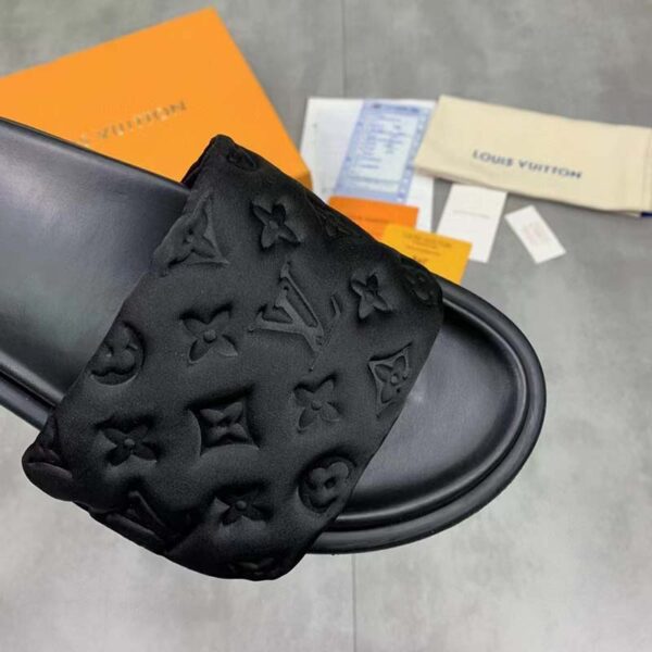 Louis Vuitton LV Unisex Pool Pillow Flat Comfort Mule Black Monogram (1)