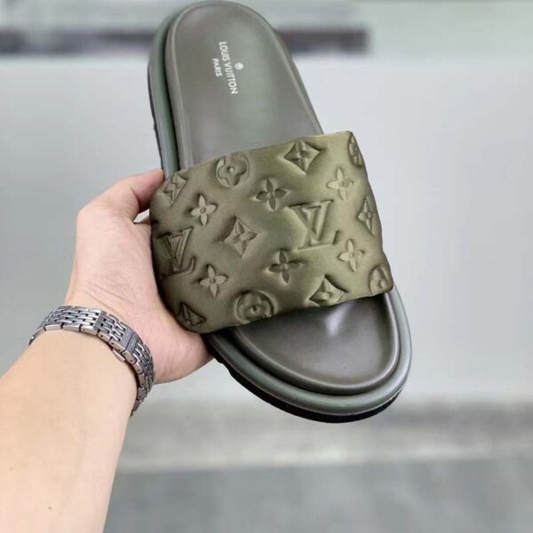 Louis Vuitton LV Unisex Pool Pillow Flat Comfort Mule Khaki Green Monogram (6)