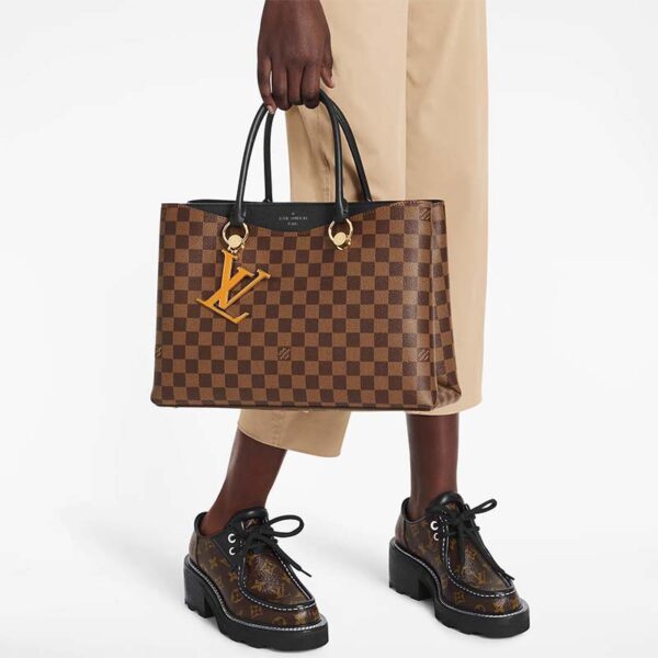 Louis Vuitton LV Unisex Riverside Tote Black Brown Damier Ebene Coated Canvas (11)