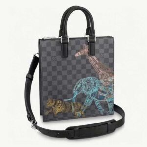 Louis Vuitton LV Unisex Sac Plat Cross Damier Graphite Coated Canvas