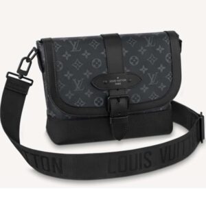 Louis Vuitton LV Unisex Saumur Messenger Monogram Eclipse Coated Canvas Black