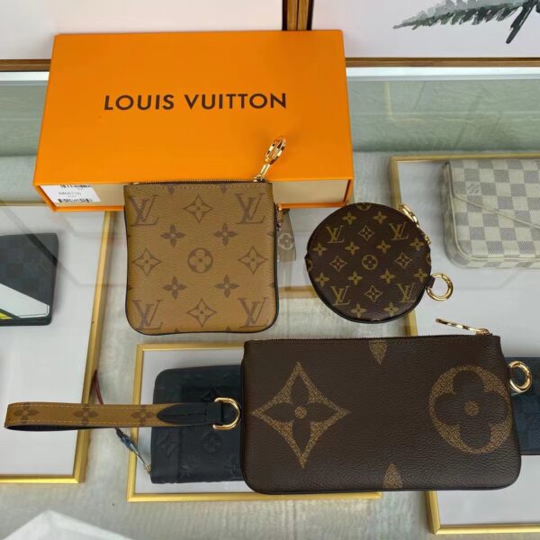 Louis Vuitton LV Unisex Trio Pouch Monogram Giant Mini Coated Canvas Cowhide (5)