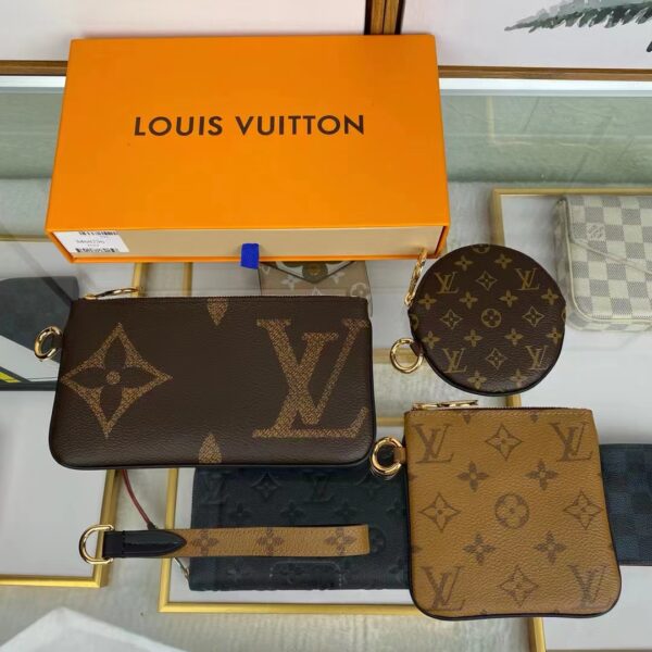 Louis Vuitton LV Unisex Trio Pouch Monogram Giant Mini Coated Canvas Cowhide (6)