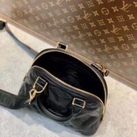 Louis Vuitton LV Women Alma BB Handbag Black Quilted Embroidered Smooth Calf (3)