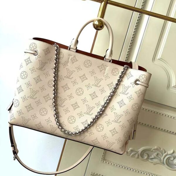 Louis Vuitton LV Women Bella Tote Crème Beige Mahina Perforated Calfskin (6)