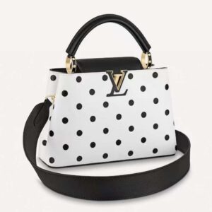 Louis Vuitton LV Women Capucines BB Black White Calfskin Cowhide Leather