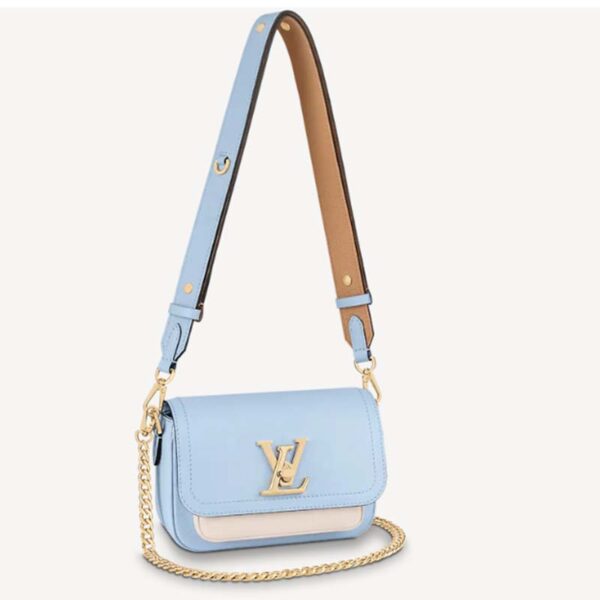 Louis Vuitton LV Women Lockme Tender Bleu Nuage Blue Grained Calf Leather (12)