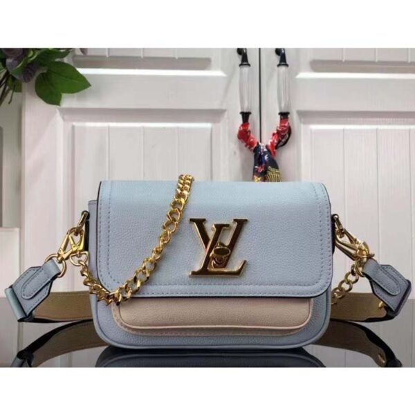 Louis Vuitton LV Women Lockme Tender Bleu Nuage Blue Grained Calf Leather (2)