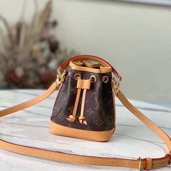 Louis Vuitton LV Women Nano Noé Bucket Bag Monogram Coated Canvas Brown (3)