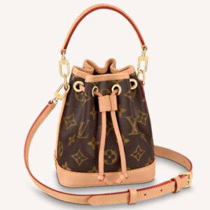 Louis Vuitton LV Women Nano Noé Bucket Bag Monogram Coated Canvas Brown