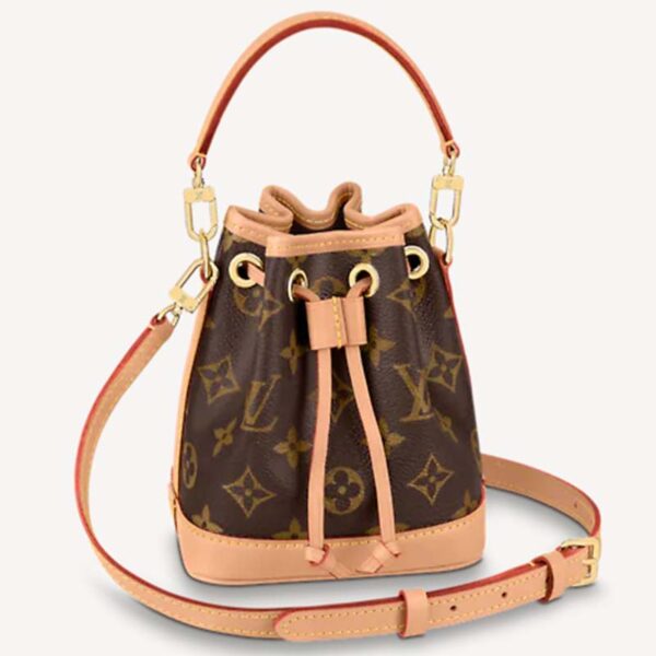 Louis Vuitton LV Women Nano Noé Bucket Bag Monogram Coated Canvas Brown (5)