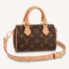 Louis Vuitton LV Women Nano Speedy Bag Brown Monogram Coated Canvas Cowhide