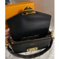 Louis Vuitton LV Women Swing Black Calfskin Leather Monogram Canvas S Lock (5)