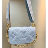 Louis Vuitton LV Women Wallet On Strap Bubblegram Blue Monogram Embroidered Quilted Calf (5)