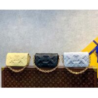 Louis Vuitton LV Women Wallet On Strap Bubblegram Blue Monogram Embroidered Quilted Calf (5)