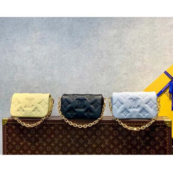 Louis Vuitton LV Women Wallet On Strap Bubblegram Blue Monogram Embroidered Quilted Calf (11)