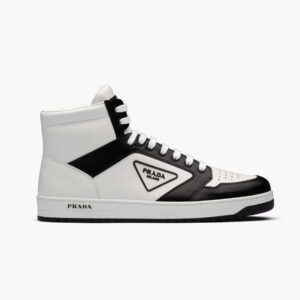 Prada Men Sporty Leather High-Top Sneakers-Black