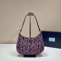 Prada Women Cleo Jacquard Knit and Leather Bag-Pink (1)