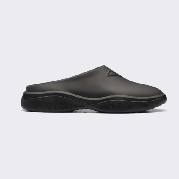 Prada Women Foam Rubber Mules With Embossed Rubber Triangle Logo-Black (1)