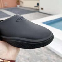 Prada Women Foam Rubber Mules With Embossed Rubber Triangle Logo-Black (1)