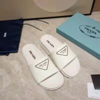 Prada Women Leather Slides in 20mm Heel-White (1)