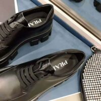 Prada Women Monolith Brushed Calf Leather Lace-Up Shoes-Black (1)