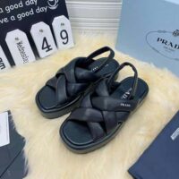 Prada Women Nappa Leather Flatform Sandals-Black (1)