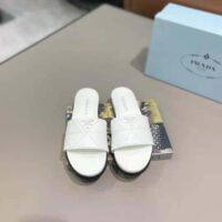 Prada Women Nappa Leather Slides in 20mm Heel-White (1)