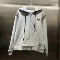 Prada Women Oversized Studded Hoodie-Silver (1)