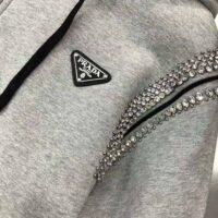 Prada Women Oversized Studded Hoodie-Silver (1)