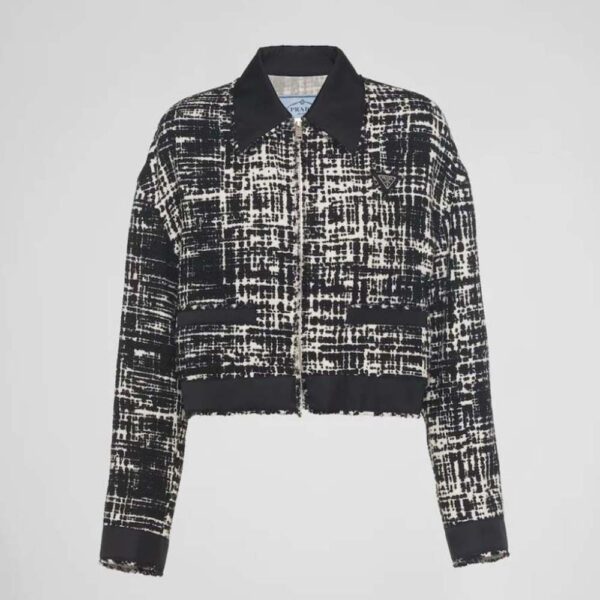 Prada Women Printed Fabric and Re-Nylon Jacket-Black (1)