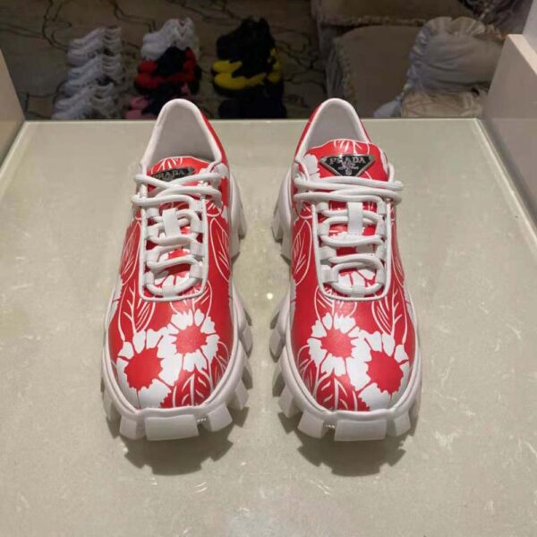 Prada Women Printed Nylon Sneakers-Red (6)