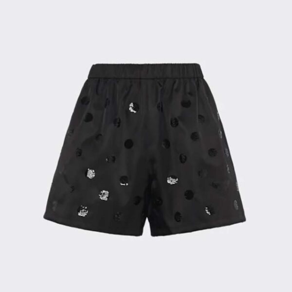 Prada Women Re-Nylon Sequin Shorts-Black (1)