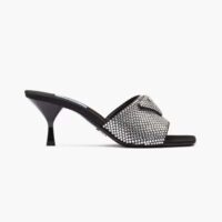 Prada Women Satin Sandals with Crystals-Silver (1)