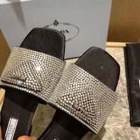 Prada Women Satin Slides with Crystals-Black (1)