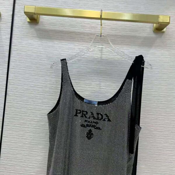 Prada Women Studded Chiffon Dress with a Fluid Silhouette (5)