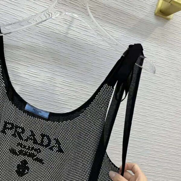 Prada Women Studded Chiffon Dress with a Fluid Silhouette (7)