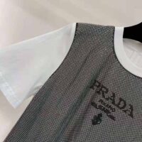 Prada Women Studded Chiffon and Jersey T-shirt-White (1)