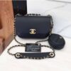 Chanel Women Flap Bag with Pocket Accessories Calfskin Leather-Black