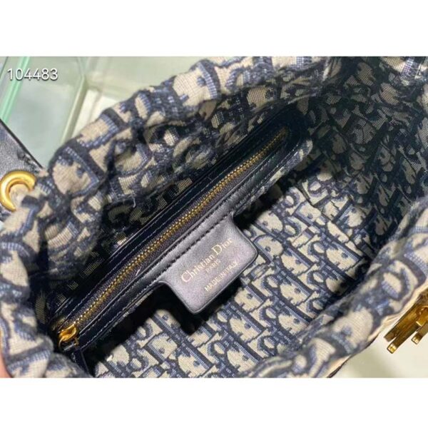 Dior Unisex CD Mini Lady Dior Bag Natural Wicker Blue Dior Oblique Jacquard (2)