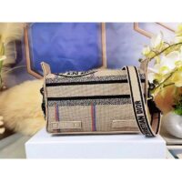 Dior Unisex CD Small Diorcamp Bag Beige Jute Canvas Embroidered Union Motif (1)