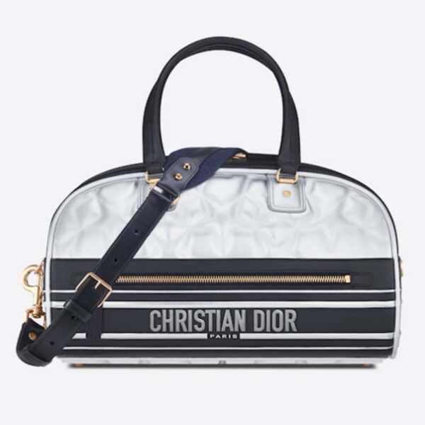 Dior Women CD Medium Vibe Zip Bowling Bag Black Silver Padded Étoile Calfskin (3)