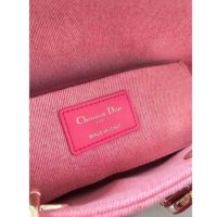 Dior Women Lady D-Joy Bag Bright Pink Cannage Denim (7)