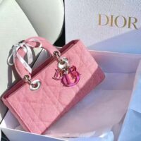 Dior Women Lady D-Joy Bag Bright Pink Cannage Denim (7)