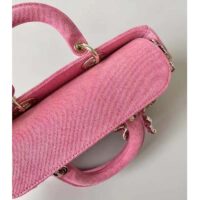 Dior Women Lady D-Joy Bag Bright Pink Cannage Denim (7)