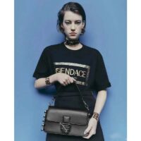 Fendi Women FF Baguette Brooch Fendace Black Leather Bag (11)