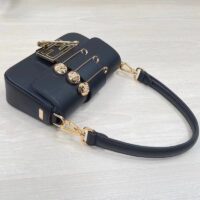 Fendi Women FF Brooch Mini Baguette Fendace Black Leather Bag (1)