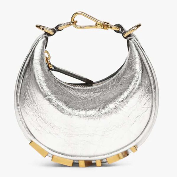 Fendi Women FF Fendigraphy Silver Leather Charm (3)