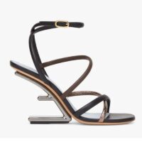 Fendi Women FF First Brown Nappa Leather High-Heeled Sandals 9.5 cm Heel (4)